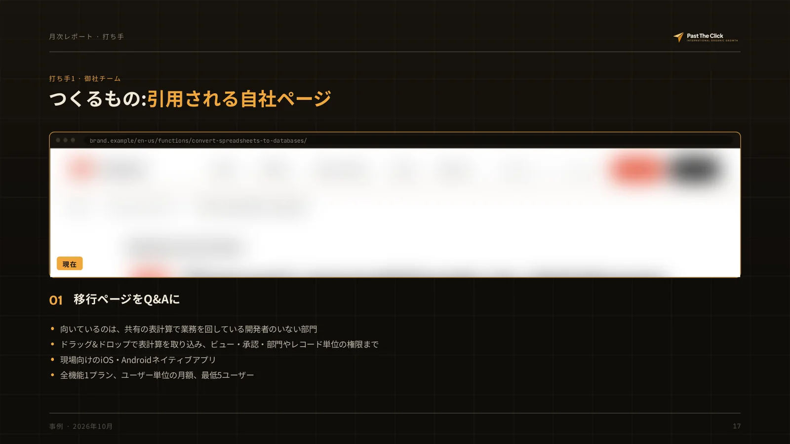 打ち手1 · 御社チーム: つくるもの:引用される自社ページ