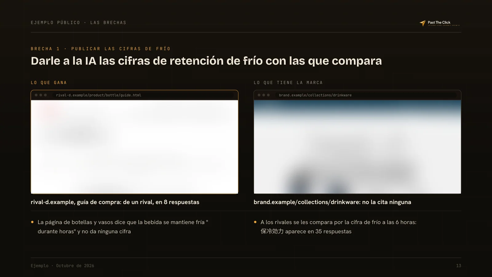 BRECHA 1 · PUBLICAR LAS CIFRAS DE FRÍO: Darle a la IA las cifras de retención de frío con las que compara
