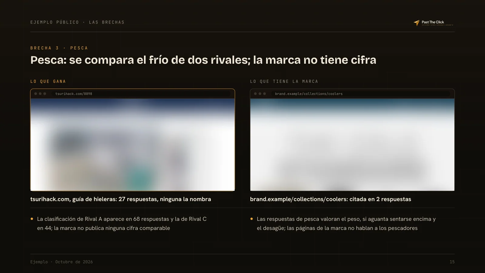 BRECHA 3 · PESCA: Pesca: se compara el frío de dos rivales; la marca no tiene cifra
